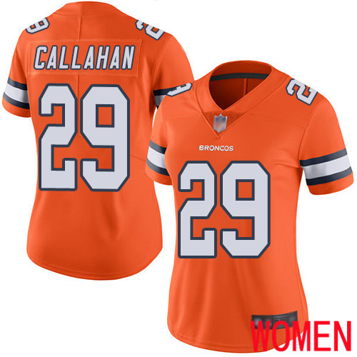 Women Denver Broncos #29 Bryce Callahan Limited Orange Rush Vapor Untouchable Football NFL Jersey